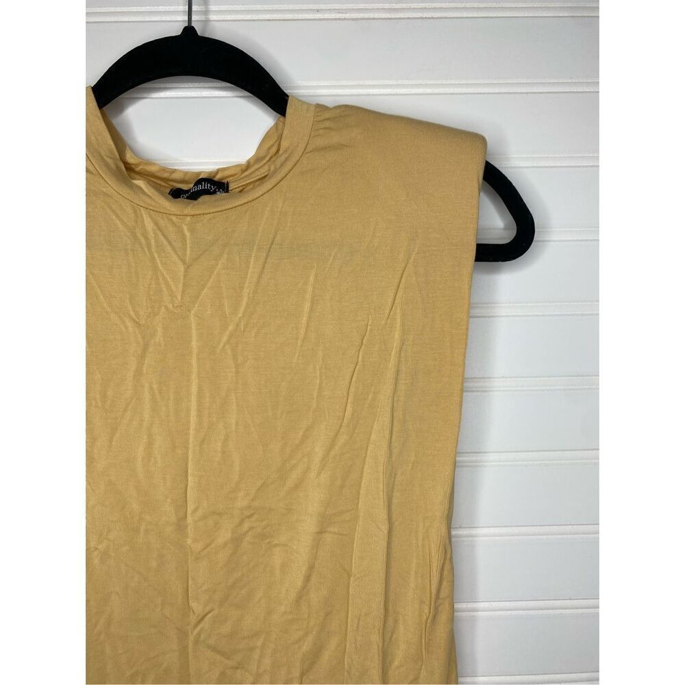 Originality XS Shoulder Padded Tank Top Tan/Yellow Made In USA NEW